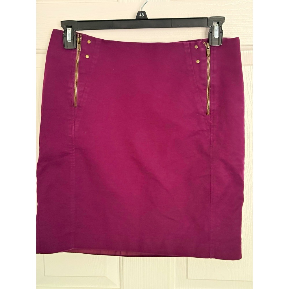 Worthington Purple Pencil preppy Knee Skirt Size 12 Lined zippers stretch fall